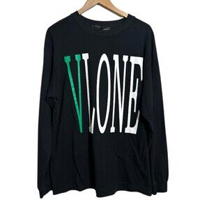 Vlone Mens Staple OG T Shirt XL Black Green Long Sleeve Crewneck